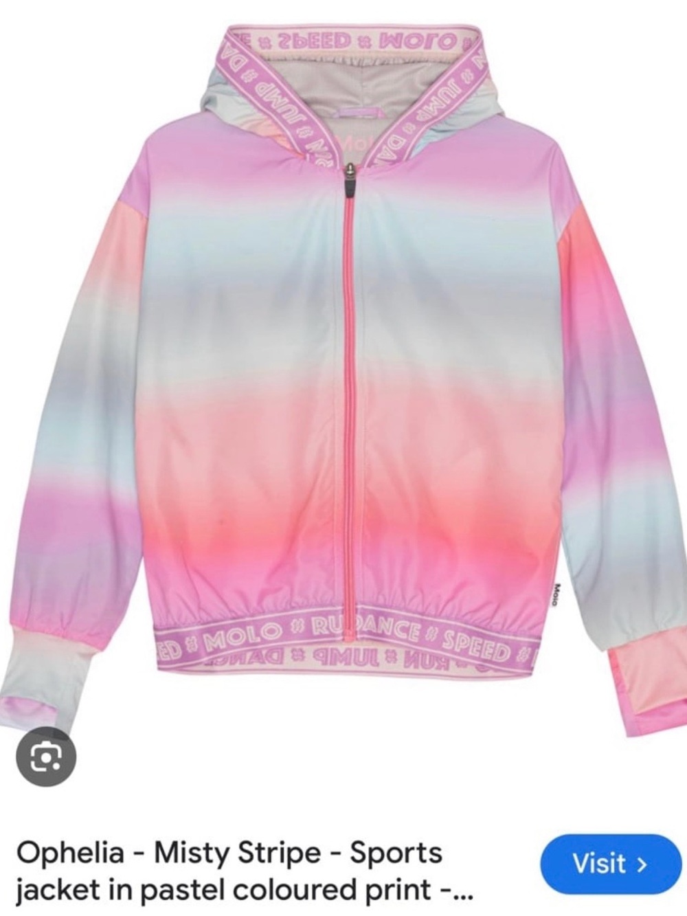 Molo Pastel Misty Stripe Zip Hoodie in Pink, Lavender & Mint
